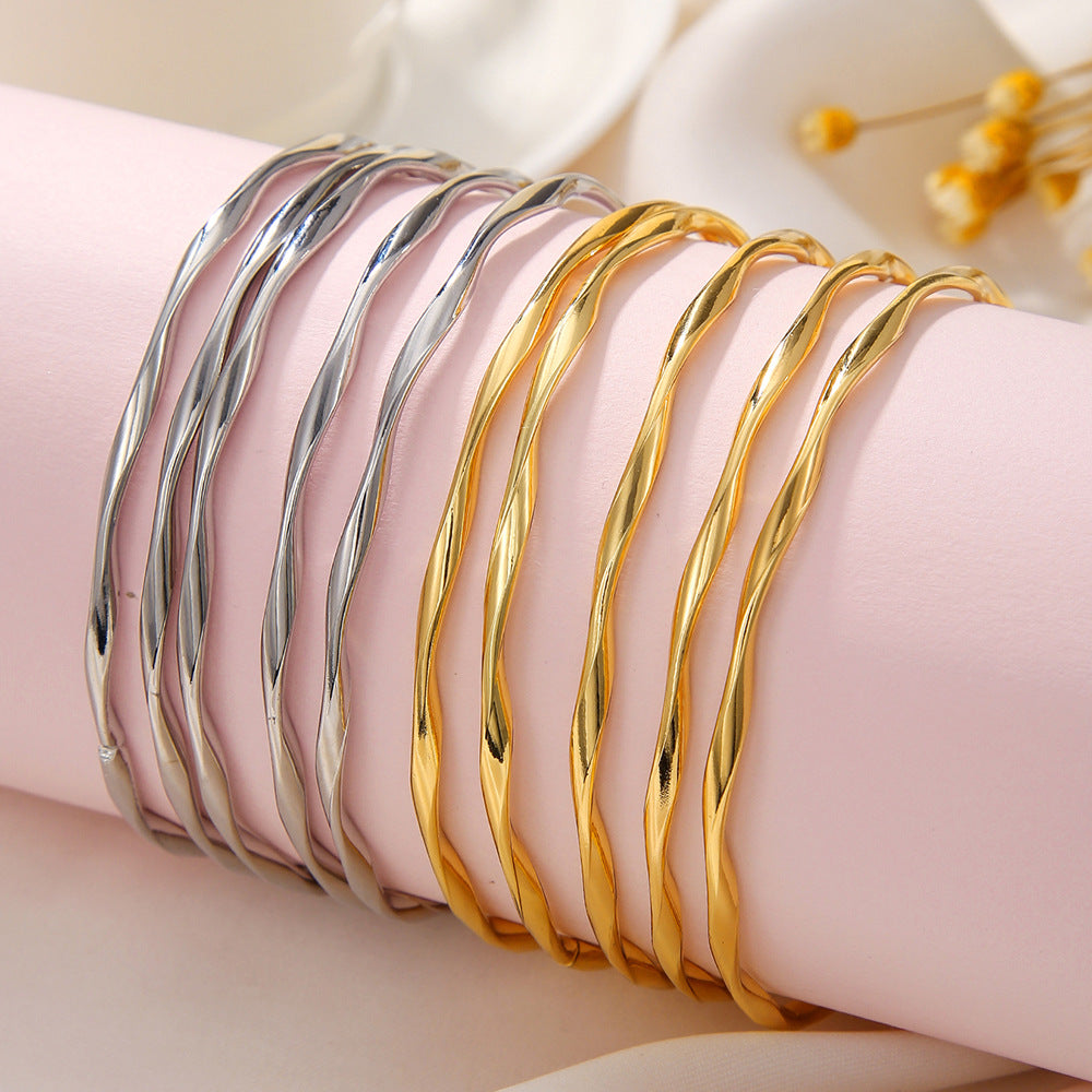 Wholesale Mobius plain gold-plated bracelet set